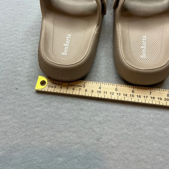 BenSorts Slide Sandals Double Buckle Beige Tan Size 40-41 Womens Comfort Slides - Picture 10 of 11